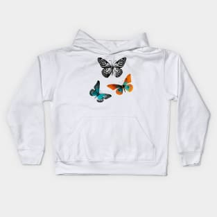 Cool Butterfly Set Orange and Teal Kids Hoodie